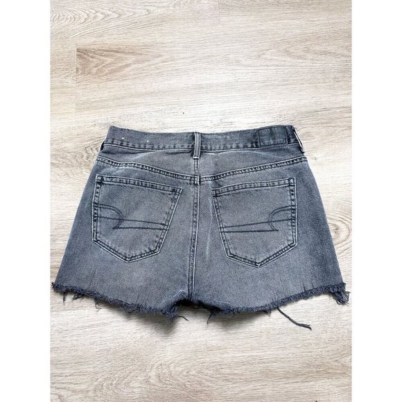 American Eagle Cut Off Hi Rise Girlfriend Denim Shorts 2 Black Womens - Picture 1 of 14